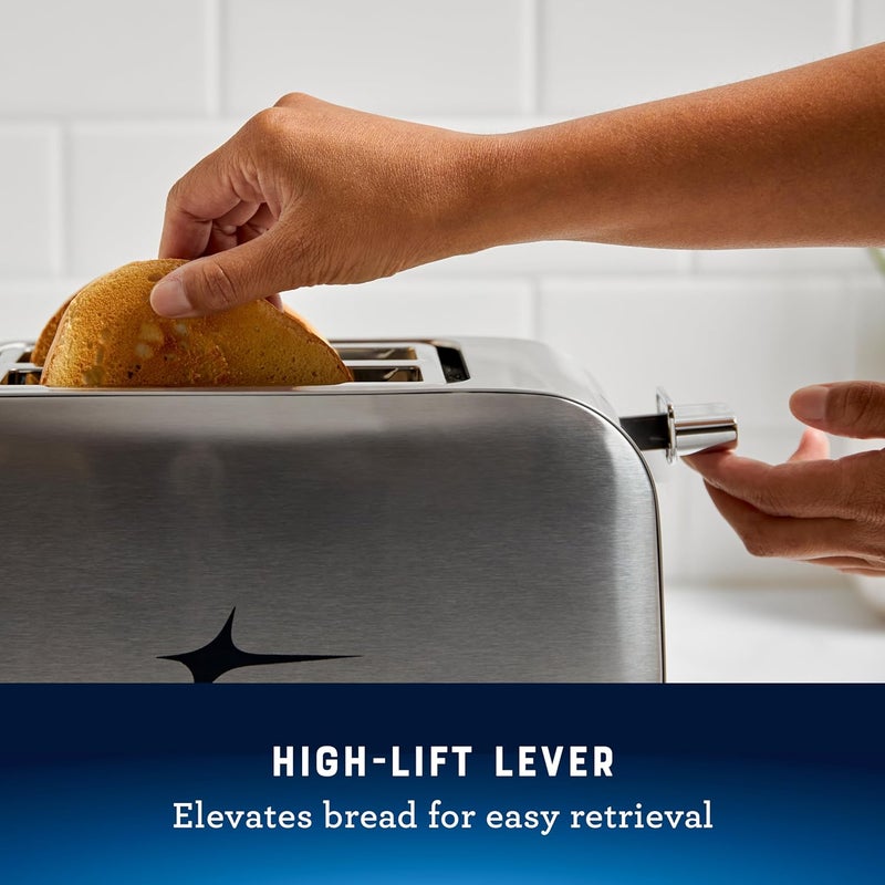 Oster محمصة خبز بسعة شريحتين مع فتحات واسعة إضافية، محمصة باجل، من الفولاذ المقاوم للصدأ - Image 4